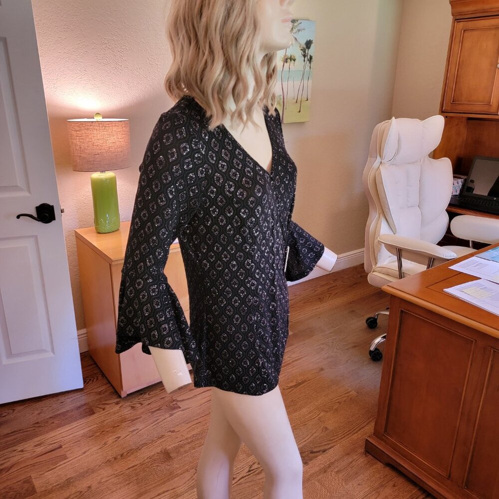 Onyx Nite Sparkly Black Top Size M NWT - Picture 2 of 8